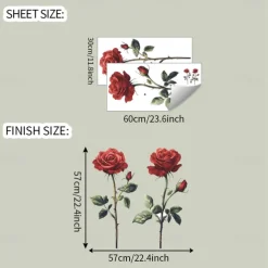 Valentine's Day Romantic Red Rose Bedroom Living Room Entrance Home Background Beautification Wall Stickers