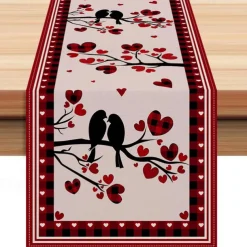 Valentine's Day Rose Table Runner Romantic Floral Table Decor with Elegant Rose Design Perfect for Adding a Touch of Love and Elegance to Your Valentine's Day Dinner Setup