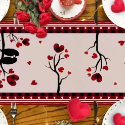 Valentine's Day Rose Table Runner Romantic Floral Table Decor with Elegant Rose Design Perfect for Adding a Touch of Love and Elegance to Your Valentine's Day Dinner Setup