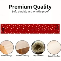 Valentines Day Table Runner Holiday Table Runner Seasonal Farmhouse Burlap Table Cloth for Wedding Anniversary Home Kitchen Dinner Table Party Decor