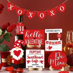 Valentine's Day Tiered Tray Decor Heart-Shaped Layered Tray Tabletop Decoration Romantic Home Crafts Ornaments for Desktop Display