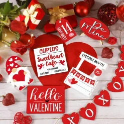 Valentine's Day Tiered Tray Decor Heart-Shaped Layered Tray Tabletop Decoration Romantic Home Crafts Ornaments for Desktop Display