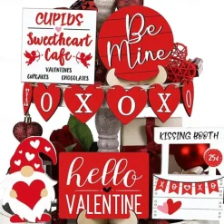 Valentine's Day Tiered Tray Decor Heart-Shaped Layered Tray Tabletop Decoration Romantic Home Crafts Ornaments for Desktop Display