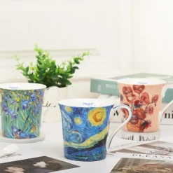 Van Gogh Bone China Mug - Creative and Artistic Ceramic Coffee Cup with Famous Oil Painting Design - Unique Gift Boxed Porcelain Mug for Home Use