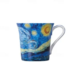 Van Gogh Bone China Mug - Creative and Artistic Ceramic Coffee Cup with Famous Oil Painting Design - Unique Gift Boxed Porcelain Mug for Home Use
