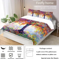 Van Gogh Oil Painting Tree 3-Piece Duvet Cover Set for Summer Soft Skin Friendly Long Lasting for Hotel Bedroom Guest Room Bedding Comfy Set