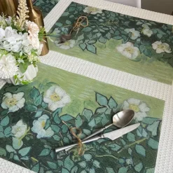 Van Gogh Painting Placemats Woven Placemat Vinyl Washable Heatproof Stain Resistant Mats PVC Placemats for Table Dining Office Kitchen Hotel Home Decor