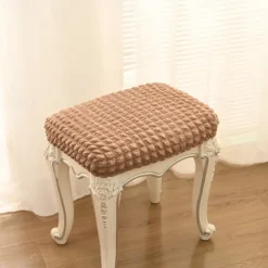 Vanity Stool Bench Covers, Rectangle Bar Stool Covers, Luxury Crease-Resistant Jacquard Fabric Saddle Bar Stool Slipcovers Stretch Washable