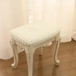 Vanity Stool Bench Covers, Rectangle Bar Stool Covers, Luxury Crease-Resistant Jacquard Fabric Saddle Bar Stool Slipcovers Stretch Washable