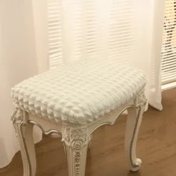 Vanity Stool Bench Covers, Rectangle Bar Stool Covers, Luxury Crease-Resistant Jacquard Fabric Saddle Bar Stool Slipcovers Stretch Washable