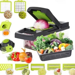 Vegetable Slicer Onion Mincer Chopper Vegetable Chopper Cutter Dicer Egg Slicer with Container Multi-Functional Vegetable Cutter