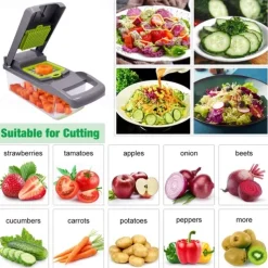 Vegetable Slicer Onion Mincer Chopper Vegetable Chopper Cutter Dicer Egg Slicer with Container Multi-Functional Vegetable Cutter