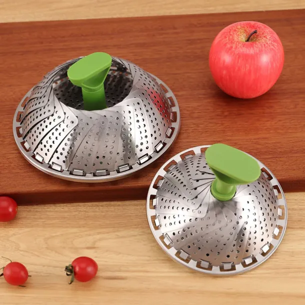 Vegetable Steamer Basket for Cooking Food, Stainless Steel Veggie Steam Basket for Pot, Folding Expandable Steaming Insert with Extendable Handle Fits Various Size Pot