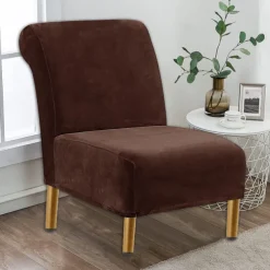 Velvet Armless Accent Chair Cover Stretch Armless Chair Cover for Livingroom,Chair Slipcover Protector with Elastic Bottom, Machine Washable