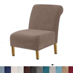 Velvet Armless Accent Chair Cover Stretch Armless Chair Cover for Livingroom,Chair Slipcover Protector with Elastic Bottom, Machine Washable