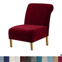 Velvet Armless Accent Chair Cover Stretch Armless Chair Cover for Livingroom,Chair Slipcover Protector with Elastic Bottom, Machine Washable