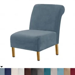 Velvet Armless Accent Chair Cover Stretch Armless Chair Cover for Livingroom,Chair Slipcover Protector with Elastic Bottom, Machine Washable