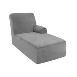 Velvet Chaise Cover Stretch Sectional Couch Covers for L Shaped Sofa Fitted Soft Chaise Lounge Cushion Cover Sofa Slipcover with Elastic Bottom