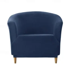 Velvet Club Chair Barrel Chair Slipcover Burgundy Stretch Armchair Covers 1-Piece Club Tub Chair Covers Sofa Cover Couch Furniture Protector Cover Plush Spandex Couch Covers for Living Room