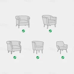 Velvet Club Chair Barrel Chair Slipcover Burgundy Stretch Armchair Covers 1-Piece Club Tub Chair Covers Sofa Cover Couch Furniture Protector Cover Plush Spandex Couch Covers for Living Room