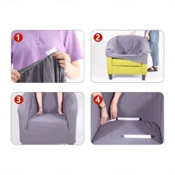 Velvet Club Chair Barrel Chair Slipcover Burgundy Stretch Armchair Covers 1-Piece Club Tub Chair Covers Sofa Cover Couch Furniture Protector Cover Plush Spandex Couch Covers for Living Room