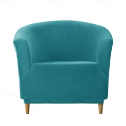 Velvet Club Chair Barrel Chair Slipcover Burgundy Stretch Armchair Covers 1-Piece Club Tub Chair Covers Sofa Cover Couch Furniture Protector Cover Plush Spandex Couch Covers for Living Room