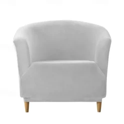 Velvet Club Chair Barrel Chair Slipcover Burgundy Stretch Armchair Covers 1-Piece Club Tub Chair Covers Sofa Cover Couch Furniture Protector Cover Plush Spandex Couch Covers for Living Room