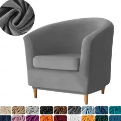 Velvet Club Chair Slipcovers, Soft Stretch Tub Burgundy Red Chair Cover for Living Room and Bedroom, Washable and Removable Armchair Protector, Furniture Protector for Home Decor