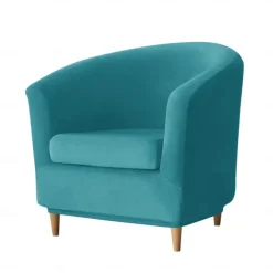 Velvet Club Chair Slipcovers, Soft Stretch Tub Burgundy Red Chair Cover for Living Room and Bedroom, Washable and Removable Armchair Protector, Furniture Protector for Home Decor