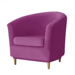 Velvet Club Chair Slipcovers, Soft Stretch Tub Burgundy Red Chair Cover for Living Room and Bedroom, Washable and Removable Armchair Protector, Furniture Protector for Home Decor