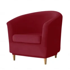 Velvet Club Chair Slipcovers, Soft Stretch Tub Burgundy Red Chair Cover for Living Room and Bedroom, Washable and Removable Armchair Protector, Furniture Protector for Home Decor