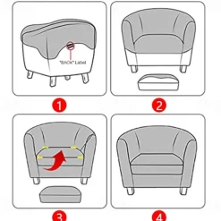 Velvet Club Chair Slipcovers, Soft Stretch Tub Burgundy Red Chair Cover for Living Room and Bedroom, Washable and Removable Armchair Protector, Furniture Protector for Home Decor