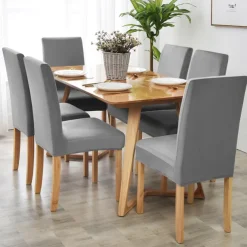 Velvet Dining Chair Cover Burgundy Plush Stretch Spandex Chair Slipcover Chair Protector High Back Dining Chair Cover with Elastic Band for Dining Room Wedding Ceremony Banquet Home Decor