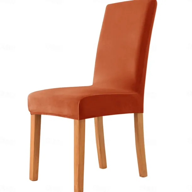 Velvet Dining Chair Cover Burgundy Plush Stretch Spandex Chair Slipcover Chair Protector High Back Dining Chair Cover with Elastic Band for Dining Room Wedding Ceremony Banquet Home Decor