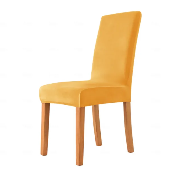 Velvet Dining Chair Cover Burgundy Plush Stretch Spandex Chair Slipcover Chair Protector High Back Dining Chair Cover with Elastic Band for Dining Room Wedding Ceremony Banquet Home Decor