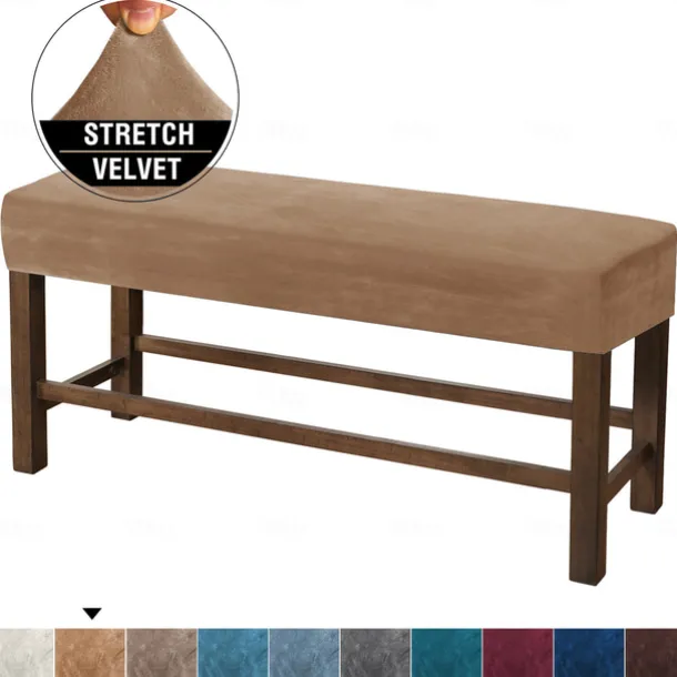 Velvet Elastic All-Inclusive Ultra Soft Bench Cover - Home Fabric Bench Cover - Stretchable and Durable - Perfect for Adding Comfort and Style to Your Bench - Easy to Install and Clean
