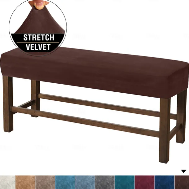 Velvet Elastic All-Inclusive Ultra Soft Bench Cover - Home Fabric Bench Cover - Stretchable and Durable - Perfect for Adding Comfort and Style to Your Bench - Easy to Install and Clean