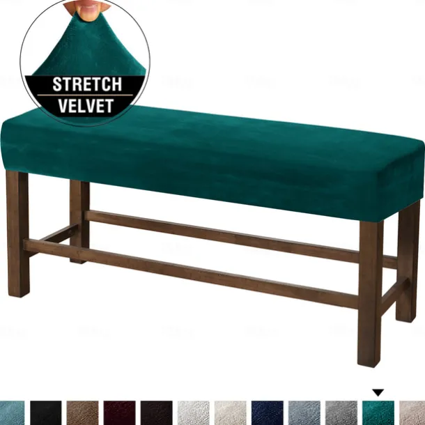 Velvet Elastic All-Inclusive Ultra Soft Bench Cover - Home Fabric Bench Cover - Stretchable and Durable - Perfect for Adding Comfort and Style to Your Bench - Easy to Install and Clean