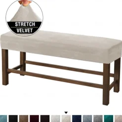 Velvet Elastic All-Inclusive Ultra Soft Bench Cover - Home Fabric Bench Cover - Stretchable and Durable - Perfect for Adding Comfort and Style to Your Bench - Easy to Install and Clean
