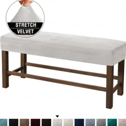 Velvet Elastic All-Inclusive Ultra Soft Bench Cover - Home Fabric Bench Cover - Stretchable and Durable - Perfect for Adding Comfort and Style to Your Bench - Easy to Install and Clean
