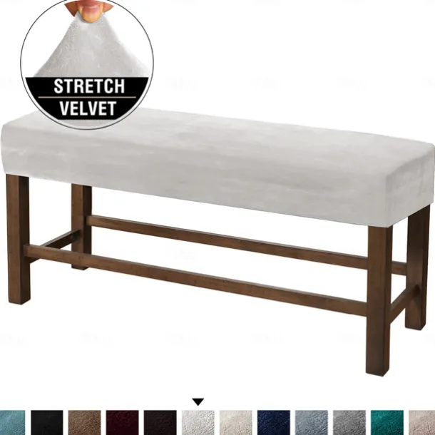 Velvet Elastic All-Inclusive Ultra Soft Bench Cover - Home Fabric Bench Cover - Stretchable and Durable - Perfect for Adding Comfort and Style to Your Bench - Easy to Install and Clean