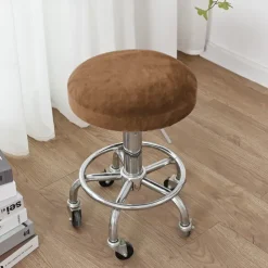 Velvet Round Bar Stool Seat Covers Pub Counter Stool Chair Slipcover Square Swivel Barstool Elastic Bar Chair Covers Washable Cushion Cover for Coffe Party Bar Restrant