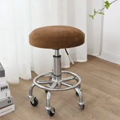 Velvet Round Bar Stool Seat Covers Pub Counter Stool Chair Slipcover Square Swivel Barstool Elastic Bar Chair Covers Washable Cushion Cover for Coffe Party Bar Restrant