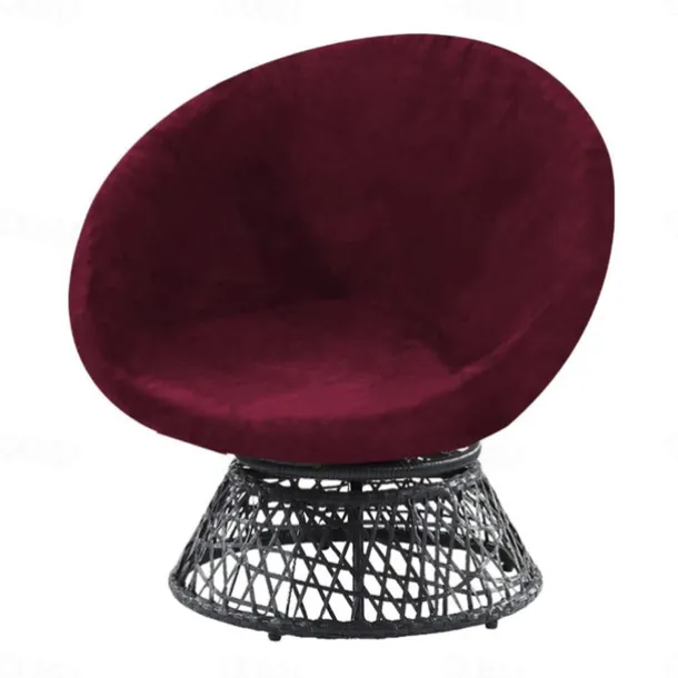 Velvet Round Saucer Chair Cover, Moon Chair Slipcovers 1 Piece Stretch Removable Moon Chair Cover with Elastic Bottom for Living Room