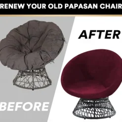 Velvet Round Saucer Chair Cover, Moon Chair Slipcovers 1 Piece Stretch Removable Moon Chair Cover with Elastic Bottom for Living Room