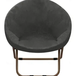 Velvet Round Saucer Chair Cover, Moon Chair Slipcovers 1 Piece Stretch Removable Moon Chair Cover with Elastic Bottom for Living Room