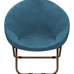 Velvet Round Saucer Chair Cover, Moon Chair Slipcovers 1 Piece Stretch Removable Moon Chair Cover with Elastic Bottom for Living Room