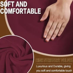 Velvet Round Saucer Chair Cover, Moon Chair Slipcovers 1 Piece Stretch Removable Moon Chair Cover with Elastic Bottom for Living Room