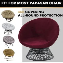 Velvet Round Saucer Chair Cover, Moon Chair Slipcovers 1 Piece Stretch Removable Moon Chair Cover with Elastic Bottom for Living Room