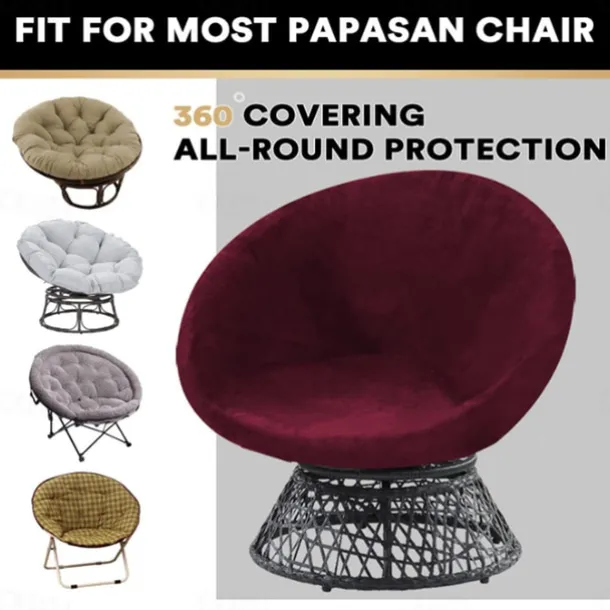 Velvet Round Saucer Chair Cover, Moon Chair Slipcovers 1 Piece Stretch Removable Moon Chair Cover with Elastic Bottom for Living Room